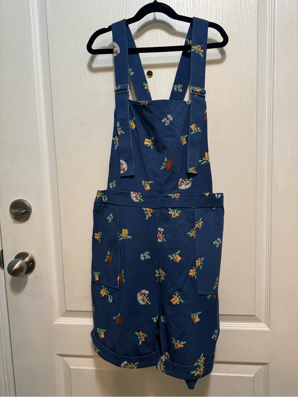 Star Wars Blue Short Overalls with Character Print